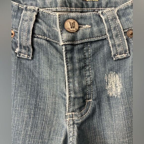 Vtg Y2K Frankie B Jeans Women's 6 Blue Denim Butterfly Low Rise Flared Leg - Picture 3 of 11